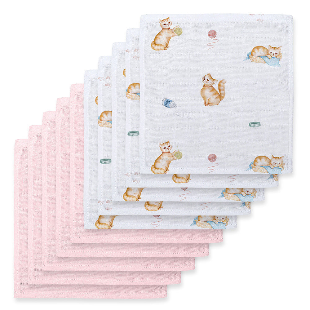 Müslin Bebek Ağız Bezi Paketi – Chaton & Innocent Pink 10`lu