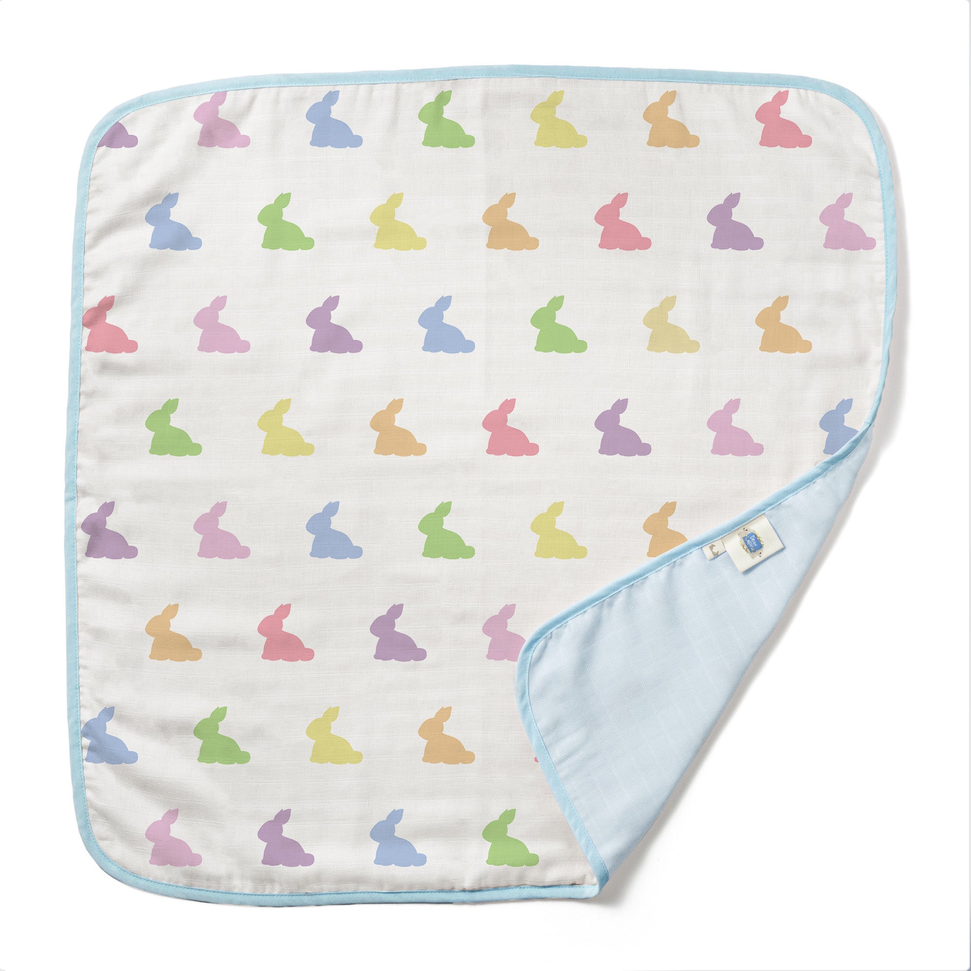 Çift Kat Müslin Battaniye 0.5 TOG -  65x65 cm - Rainbow Lapin Blue