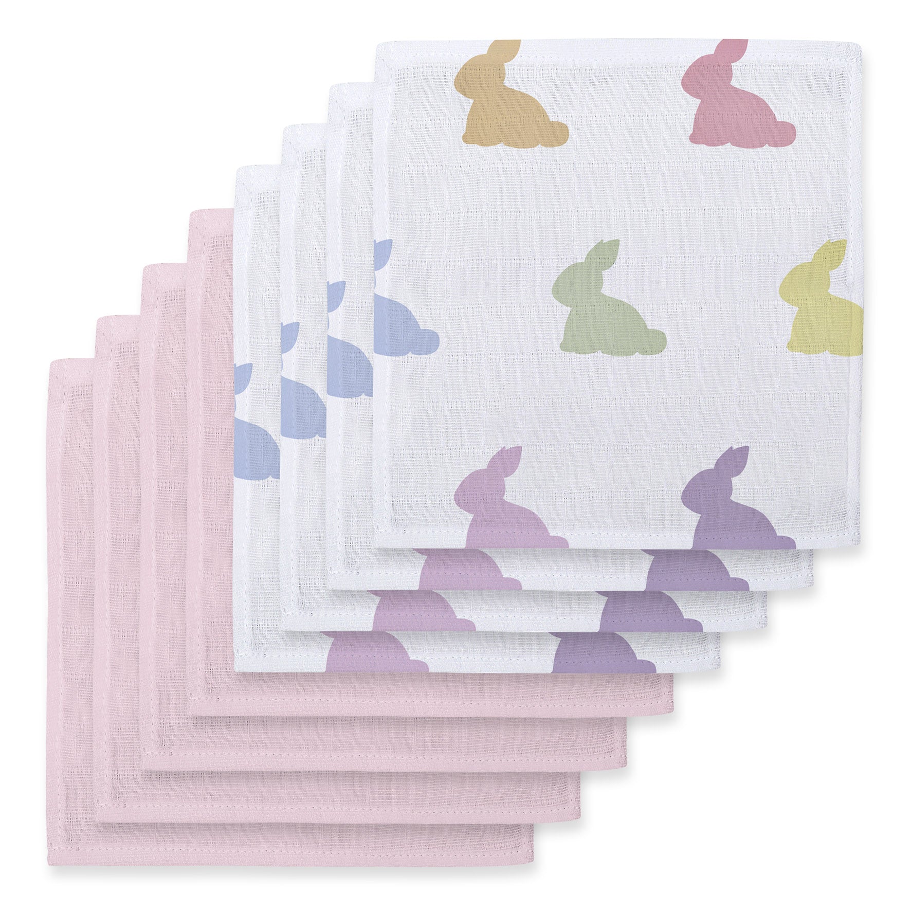 Müslin Bebek Ağız Bezi Paketi – Rainbow Lapin & Innocent Pink 10`lu