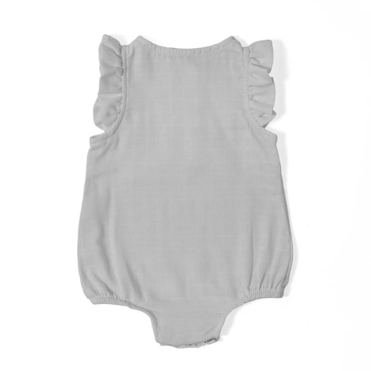 Müslin Kız Bebek Fırfırlı Kolsuz Tulum - Cotton Grey