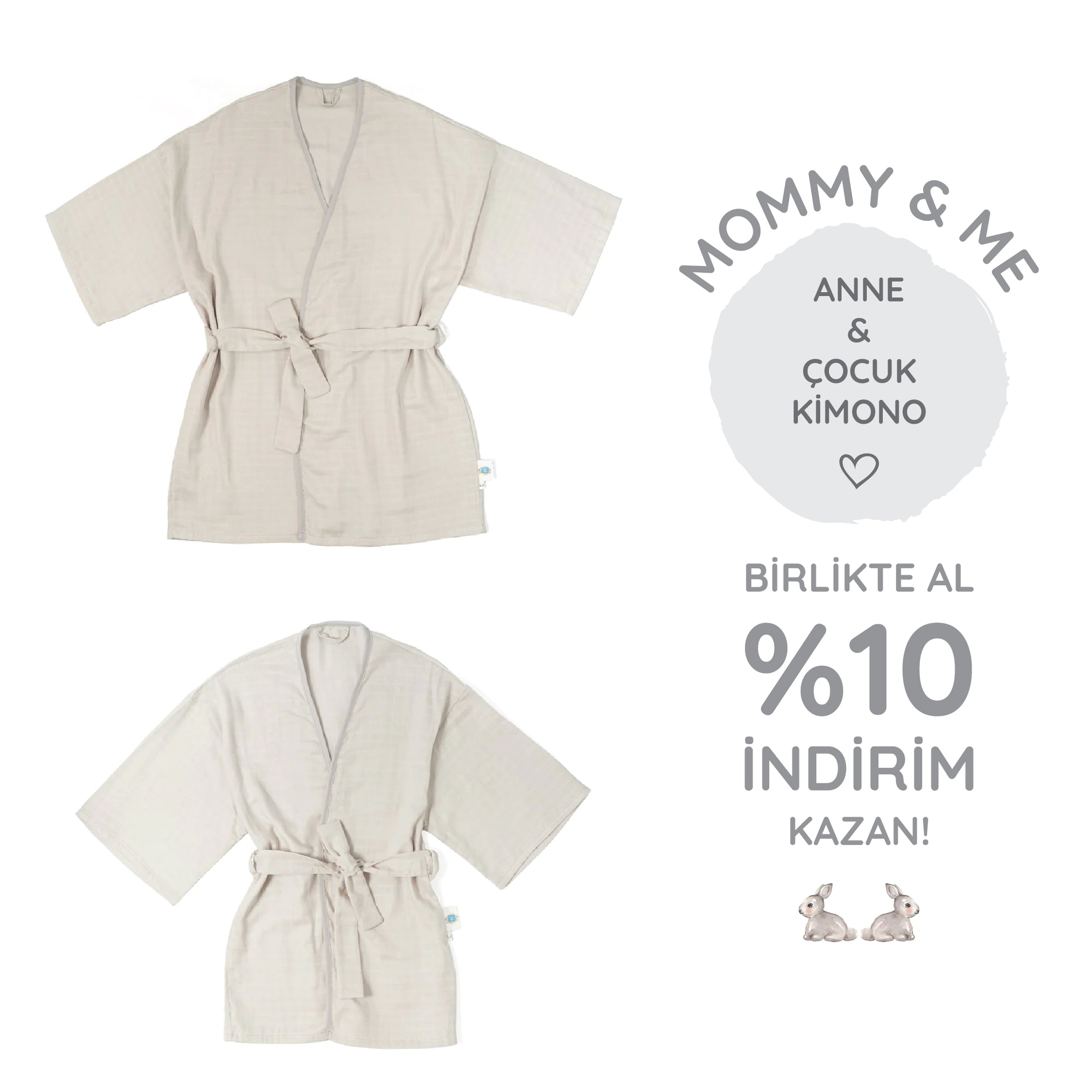 Kimono Kadın Sabahlık - Cotton Grey