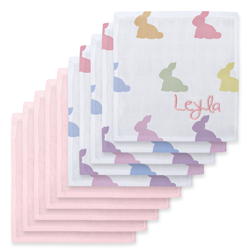 Müslin Bebek Ağız Bezi Paketi – Rainbow Lapin & Innocent Pink 10`lu